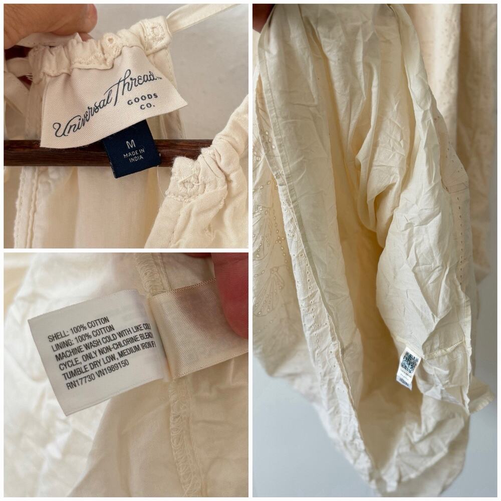 NWT Universal Thread Ivory Eyelet M Halter Maxi Dress Cottagecore Boho Sundress - Picture 8 of 10